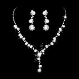 Bridal Popular Sunflower Rhinestone Pearl Three-piece Necklaces Aaria Tees