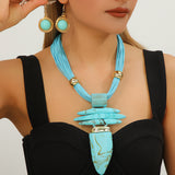 Classy Exaggerated Irregular Imitation Turquoise Suite Necklaces Aaria Tees