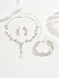 Bridal Popular Sunflower Rhinestone Pearl Three-piece Necklaces Aaria Tees