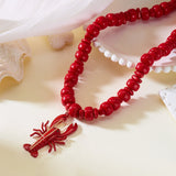 Women's Red Lobster Style Suite Ocean Vacation Exaggerated Necklaces Aaria Tees