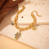 Plated Vintage Turkish Eyes Palm Stainless Steel Necklaces Aaria Tees