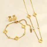 Stainless Steel Clover Flower Hollow Ear Gold Light Necklaces Aaria Tees