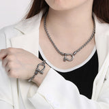 Women's Trendy Vachette Clasp Keel Chain Stainless Necklaces Aaria Tees