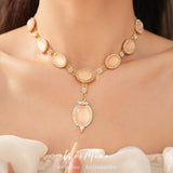 Diamond Resin Oval Light Luxury Minority Clavicle Chain Refined Necklaces Aaria Tees