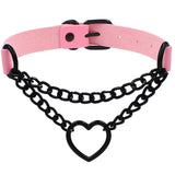 Neckband Fashion Leather Love Heart Collar Necklaces Aaria Tees