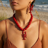 Women's Red Lobster Style Suite Ocean Vacation Exaggerated Necklaces Aaria Tees