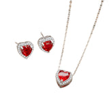 Women's Loving Heart Zircon Light Luxury Minority Design Red Necklaces Aaria Tees