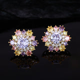 Colored Gems Sunflower Ear Gold-plated Full Rhinestone Necklaces Aaria Tees