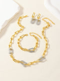 Women's Gold Inlaid Zircon U-shaped Stainless Steel Bamboo Buckle Necklaces Aaria Tees