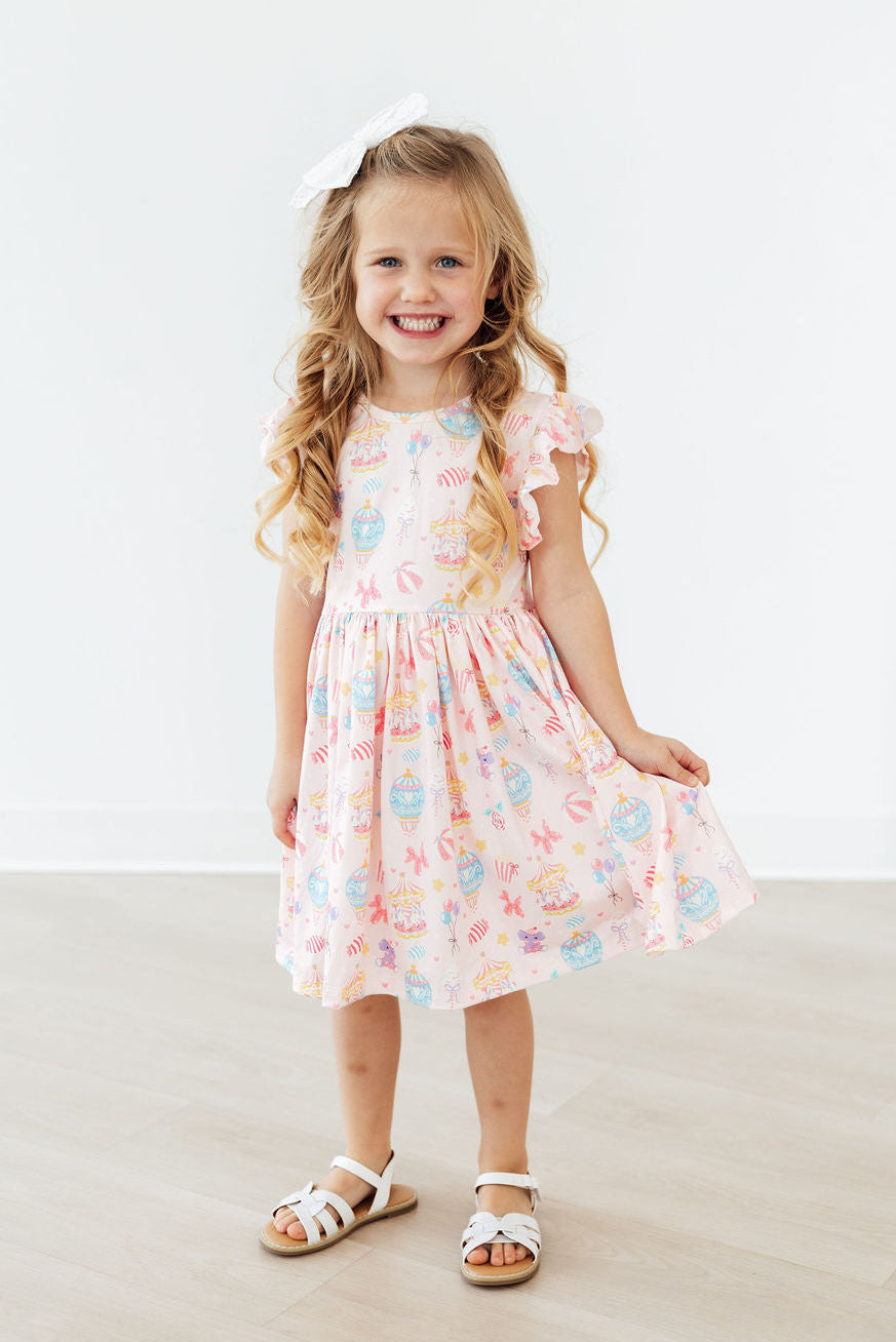Off to the Circus Flutter Sleeve Twirl Dress - Aaria Tees Aaria Tees