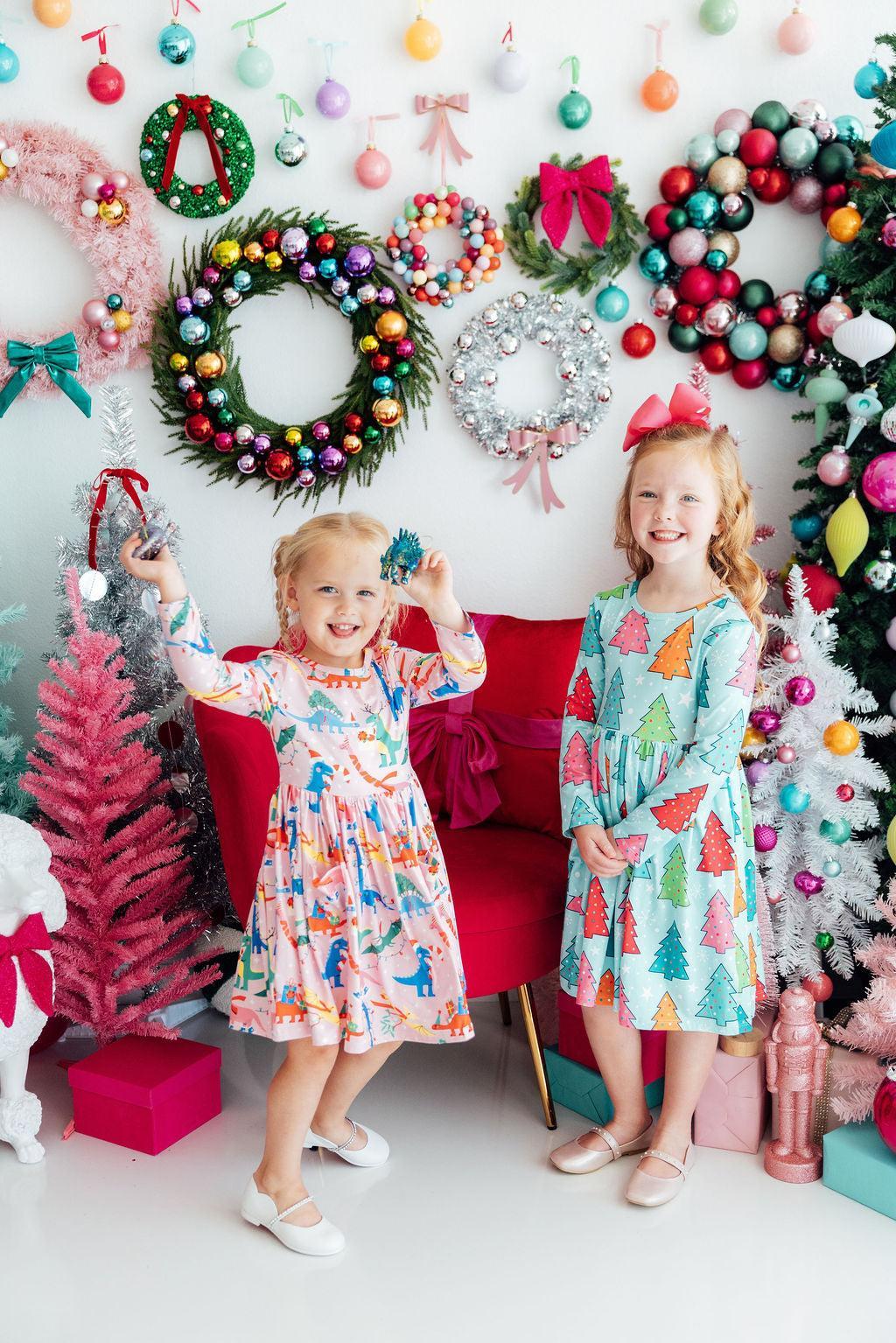 Oh Christmas Tree L/S Pocket Twirl Dress - Aaria Tees Aaria Tees