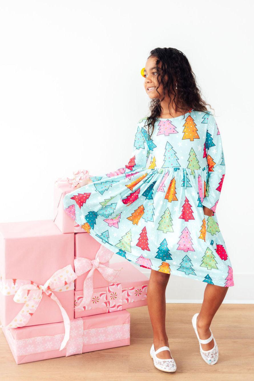 Oh Christmas Tree L/S Pocket Twirl Dress - Aaria Tees Aaria Tees