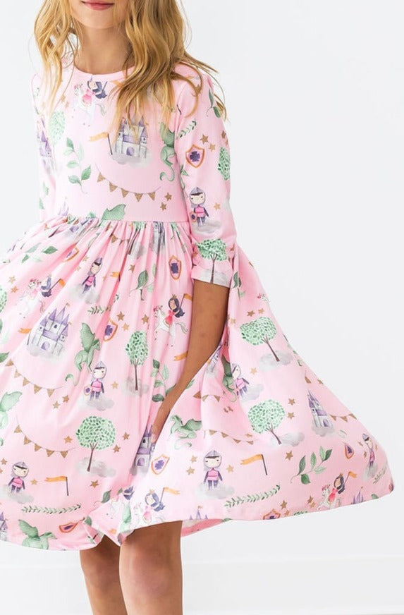 Once Upon a Time 3/4 Sleeve Pocket Twirl Dress - Aaria Tees Aaria Tees