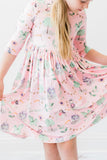 Once Upon a Time 3/4 Sleeve Pocket Twirl Dress - Aaria Tees Aaria Tees