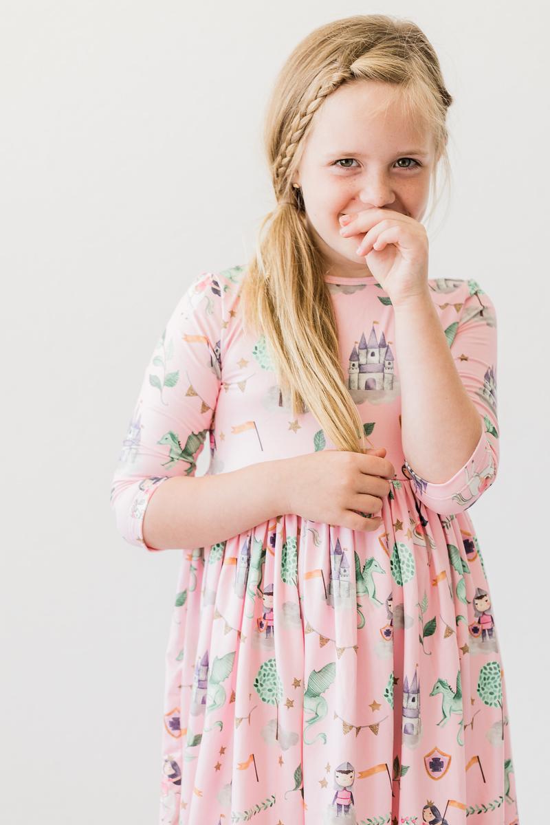 Once Upon a Time 3/4 Sleeve Pocket Twirl Dress - Aaria Tees Aaria Tees