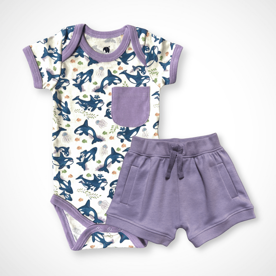 Orca Bodysuit and Shorts | Organic Pima Cotton - Aaria Tees Aaria Tees
