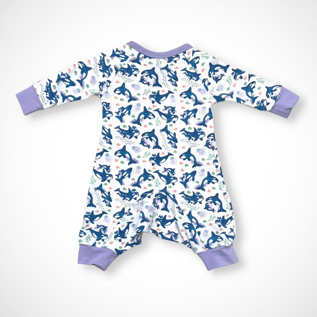 Orca Kimono Long Sleeve Romper | Organic Pima Cotton - Aaria Tees Aaria Tees