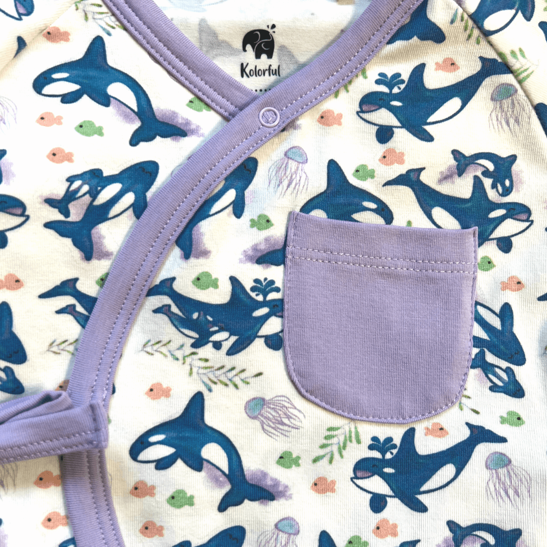 Orca Kimono Long Sleeve Romper | Organic Pima Cotton - Aaria Tees Aaria Tees