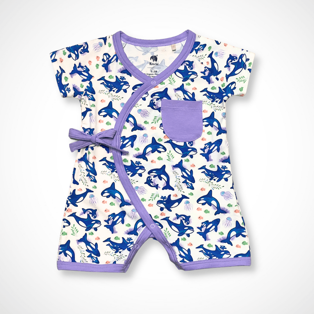 Orca Kimono Shorty Romper | Organic Pima Cotton - Aaria Tees