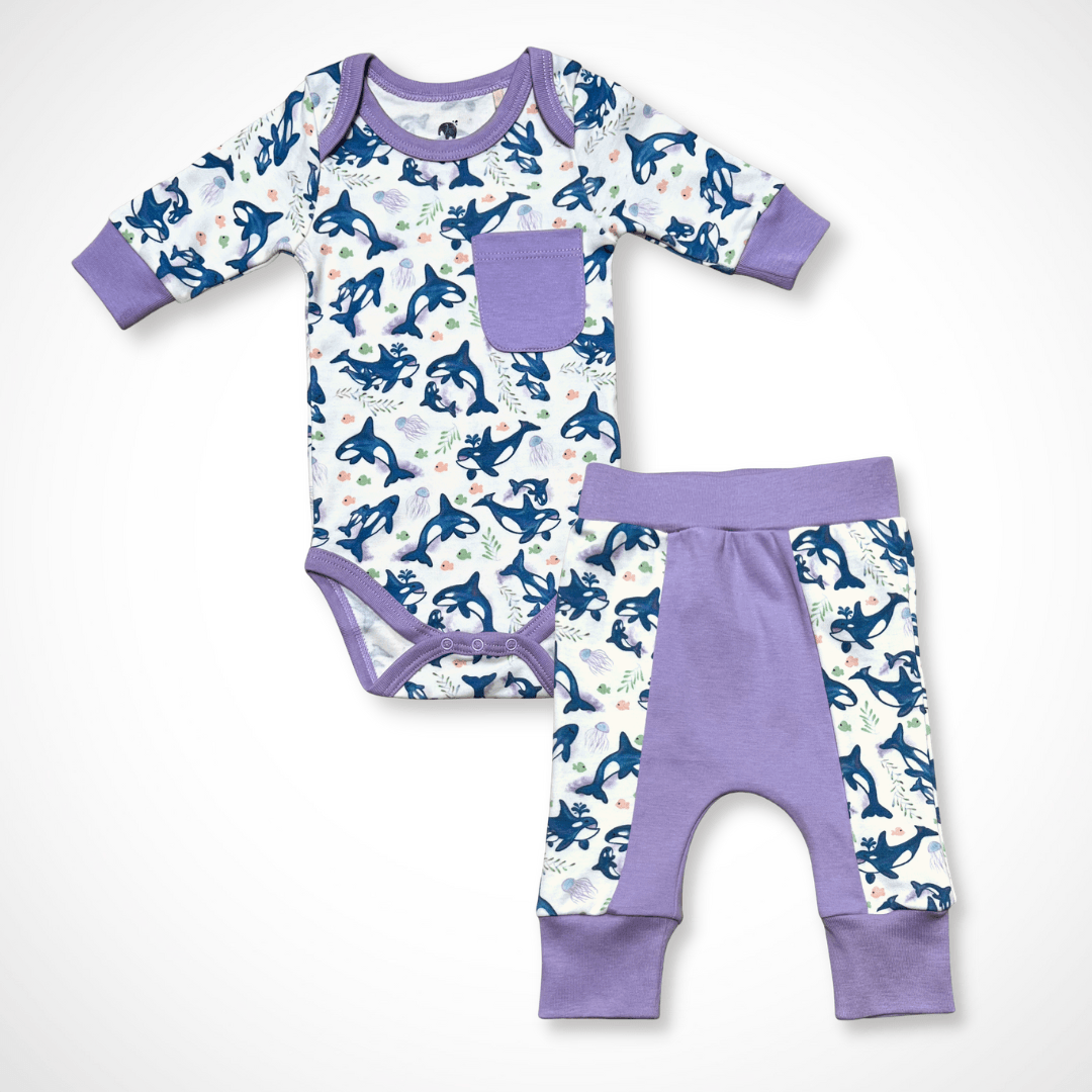 Orca Long Sleeve Bodysuit and Pant | Organic Pima Cotton - Aaria Tees Aaria Tees