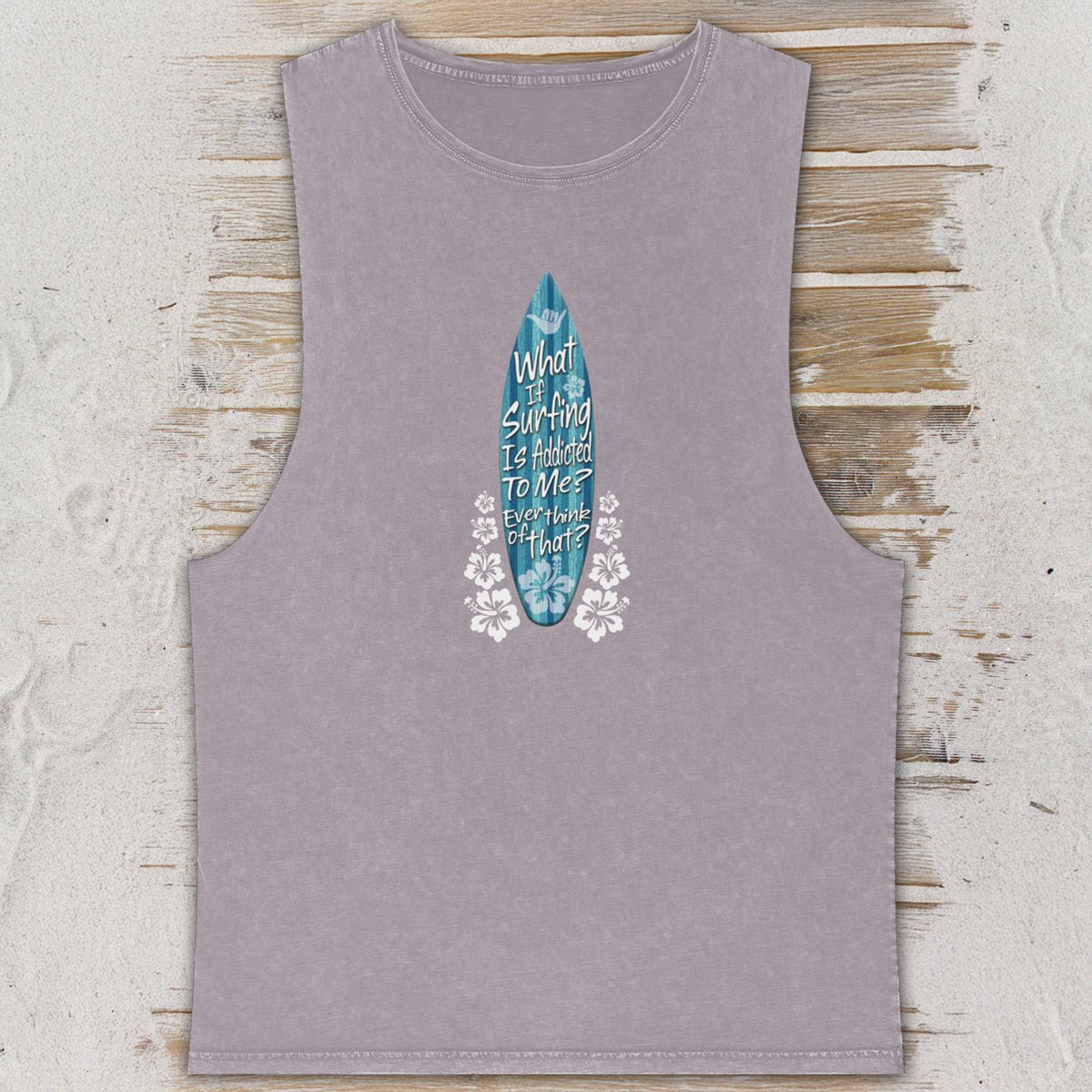 Stonewash Tank Top | Surfboard Graphic | Surf Humor - Aaria Tees Aaria Tees