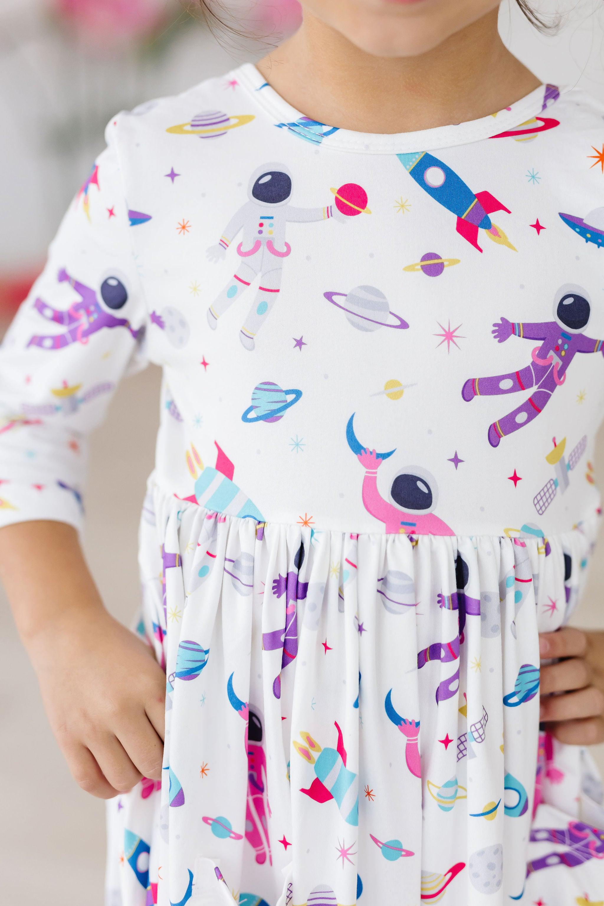 Out of this World 3/4 Sleeve Pocket Twirl Dress - Aaria Tees Aaria Tees