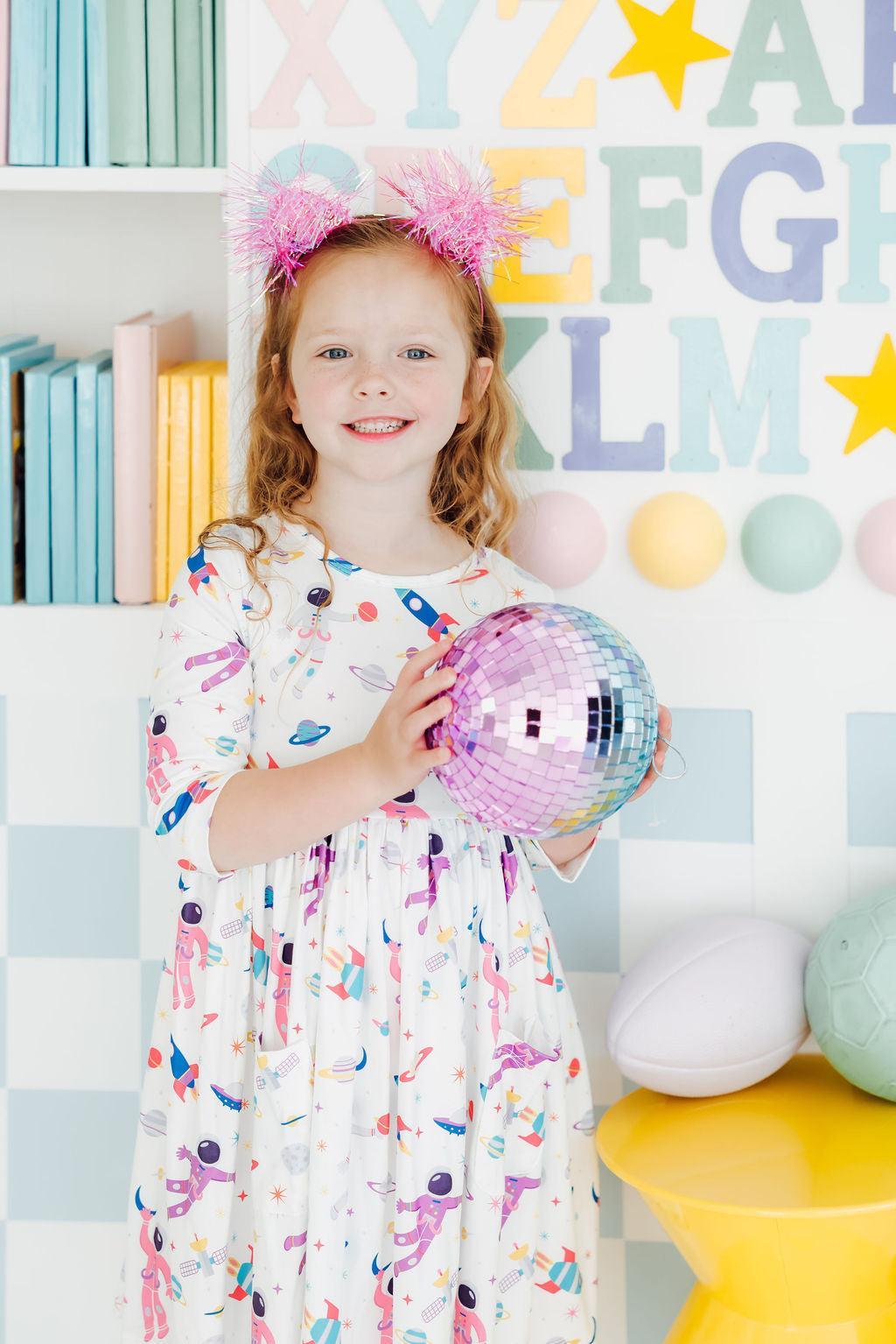 Out of this World 3/4 Sleeve Pocket Twirl Dress - Aaria Tees Aaria Tees