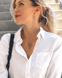 Blue Gemstone Fringe Necklace & Earring Set Aaria Tees