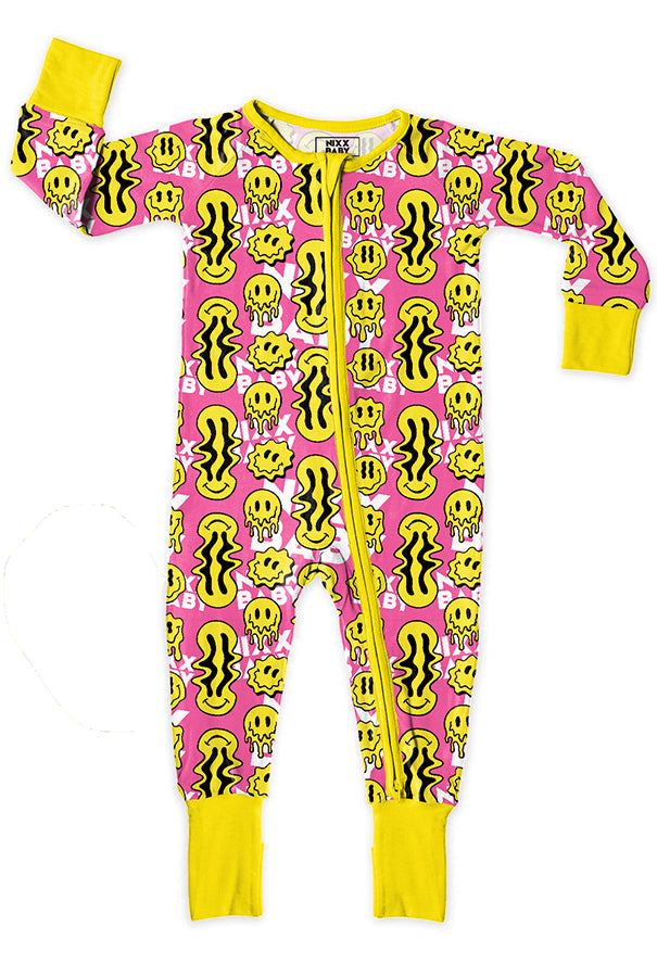 TRIPPY SMILES PINK BAMBOO ZIPPY - Aaria Tees Aaria Tees