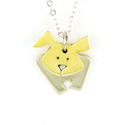 Dancing Dog Silver & Brass Necklace - Aaria Tees