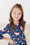 Painted Skies 3/4 Sleeve Pocket Twirl Dress - Aaria Tees Aaria Tees
