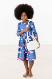 Painted Skies 3/4 Sleeve Pocket Twirl Dress - Aaria Tees Aaria Tees
