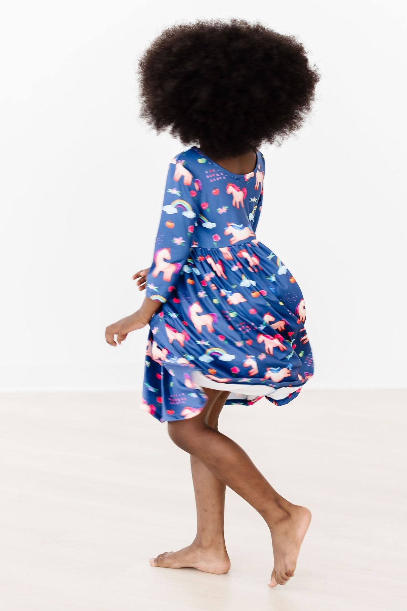 Painted Skies 3/4 Sleeve Pocket Twirl Dress - Aaria Tees Aaria Tees