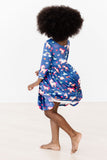 Painted Skies 3/4 Sleeve Pocket Twirl Dress - Aaria Tees Aaria Tees