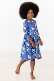 Painted Skies 3/4 Sleeve Pocket Twirl Dress - Aaria Tees Aaria Tees