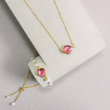 Pink Tourmaline Quartz Bracelet and Necklace Set Aaria Tees