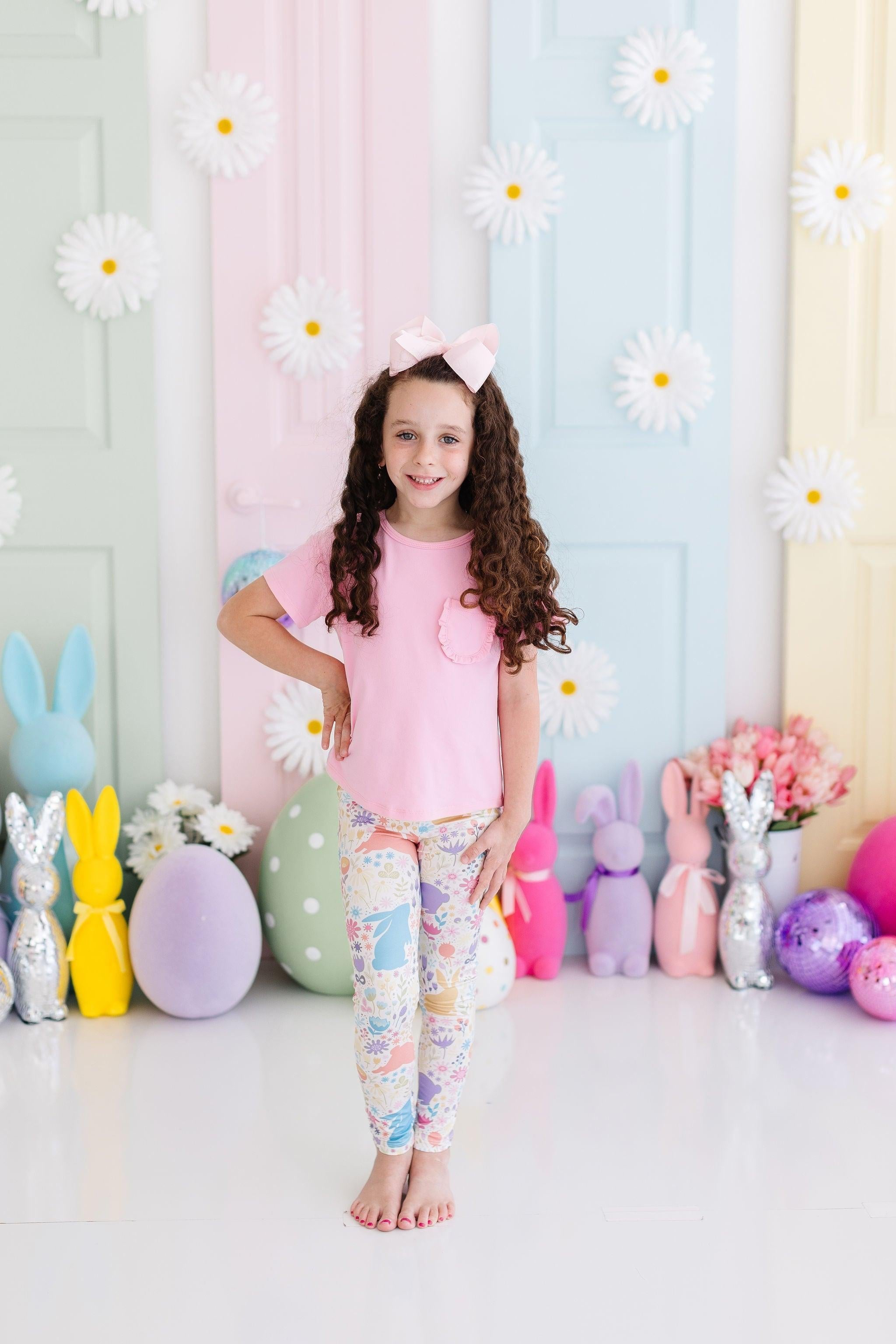Pastel Floral Bunnies Leggings - Aaria Tees Aaria Tees