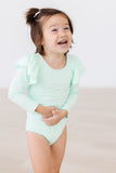 Pastel Green L/S Flutter Sleeve Leotard - Aaria Tees Aaria Tees