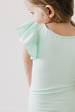Pastel Green S/S Flutter Sleeve Leotard - Aaria Tees Aaria Tees