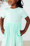 Pastel Green S/S Pocket Twirl Dress - Aaria Tees Aaria Tees