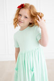 Pastel Green S/S Pocket Twirl Dress - Aaria Tees Aaria Tees