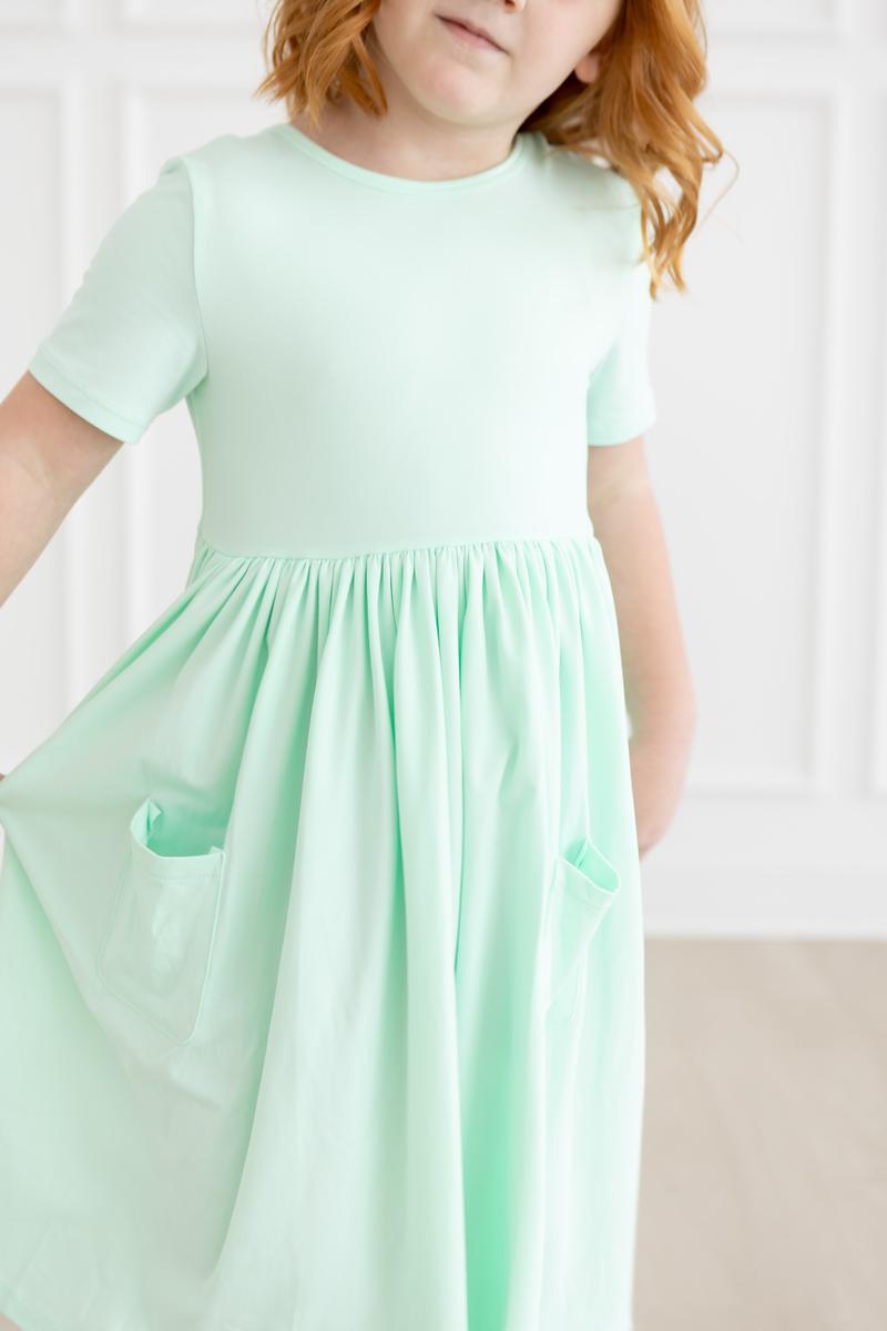 Pastel Green S/S Pocket Twirl Dress - Aaria Tees Aaria Tees