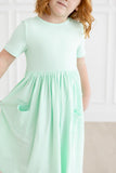 Pastel Green S/S Pocket Twirl Dress - Aaria Tees Aaria Tees