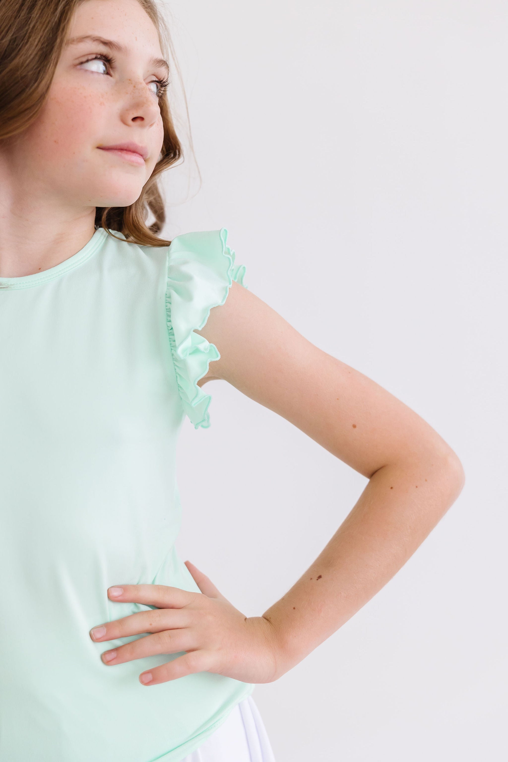Pastel Green S/S Ruffle Tee - Aaria Tees Aaria Tees