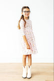 Pastel Petals 3/4 Sleeve Pocket Twirl Dress - Aaria Tees Aaria Tees