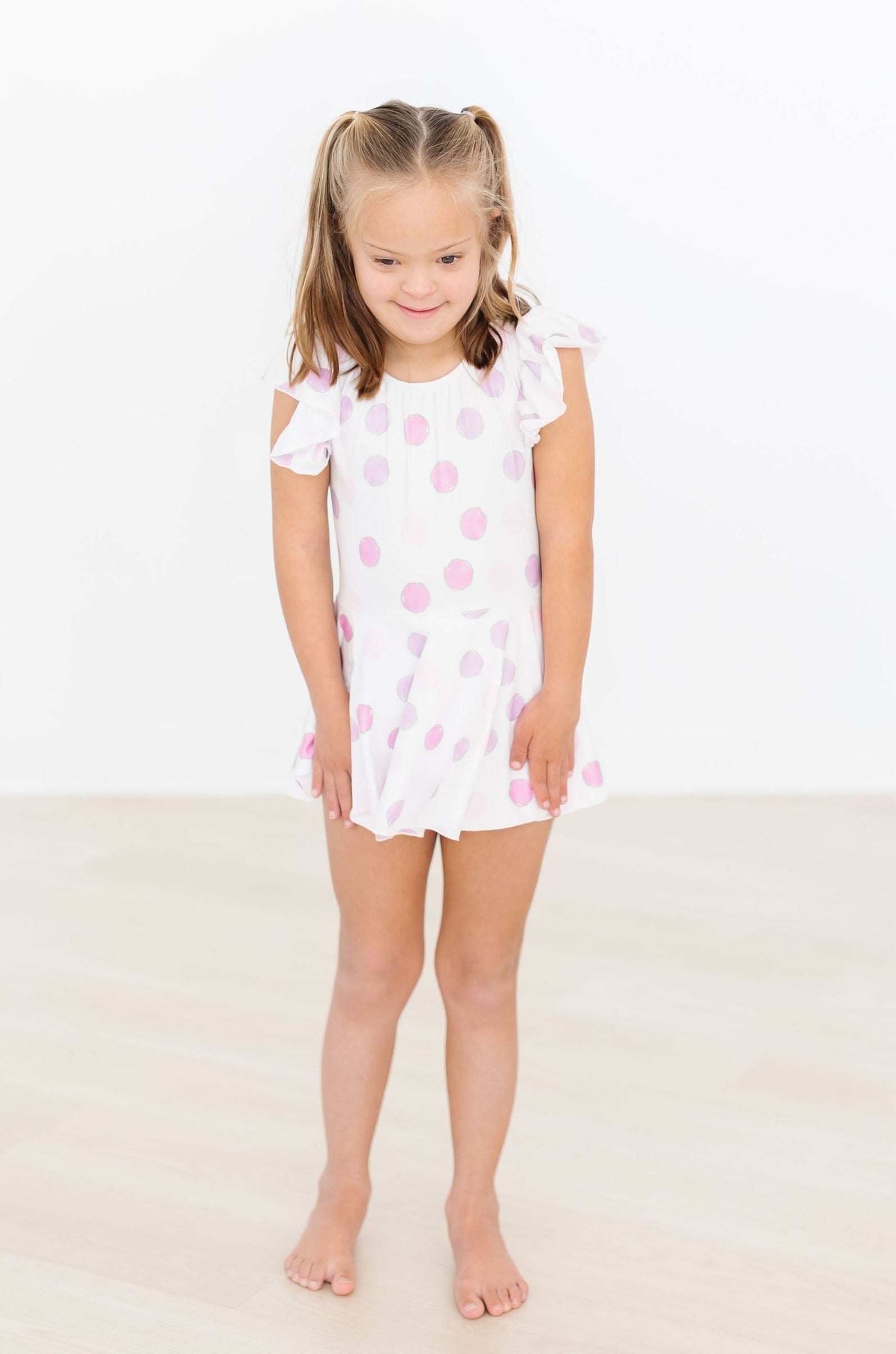 Pastel Polka Dot S/S Twirl Leotard - Aaria Tees Aaria Tees