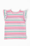 Pastel Stripes S/S Ruffle Tee - Aaria Tees Aaria Tees
