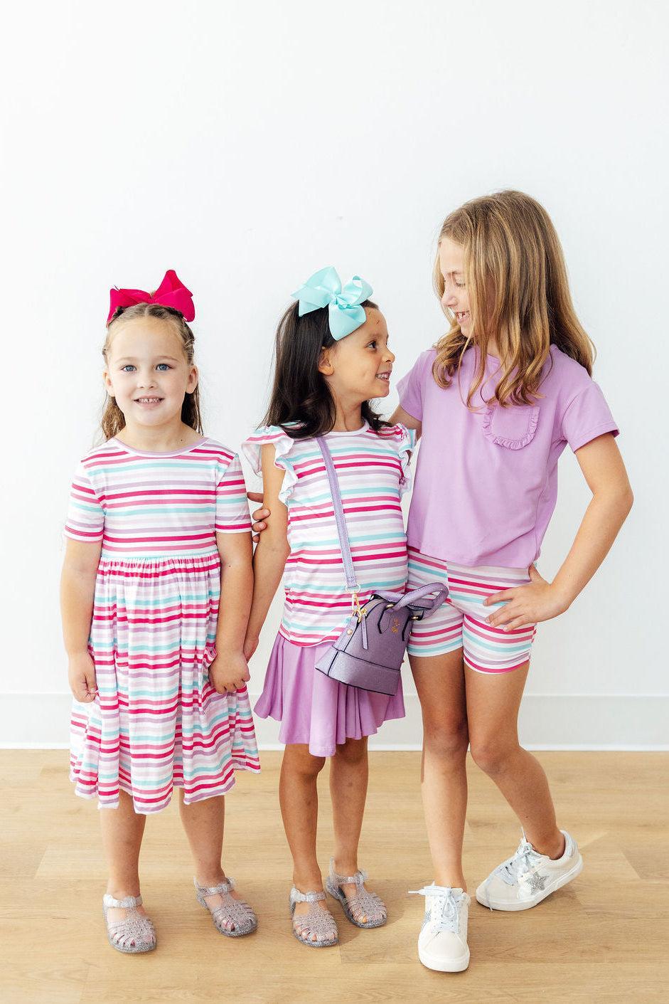 Pastel Stripes Twirl Shorts - Aaria Tees Aaria Tees