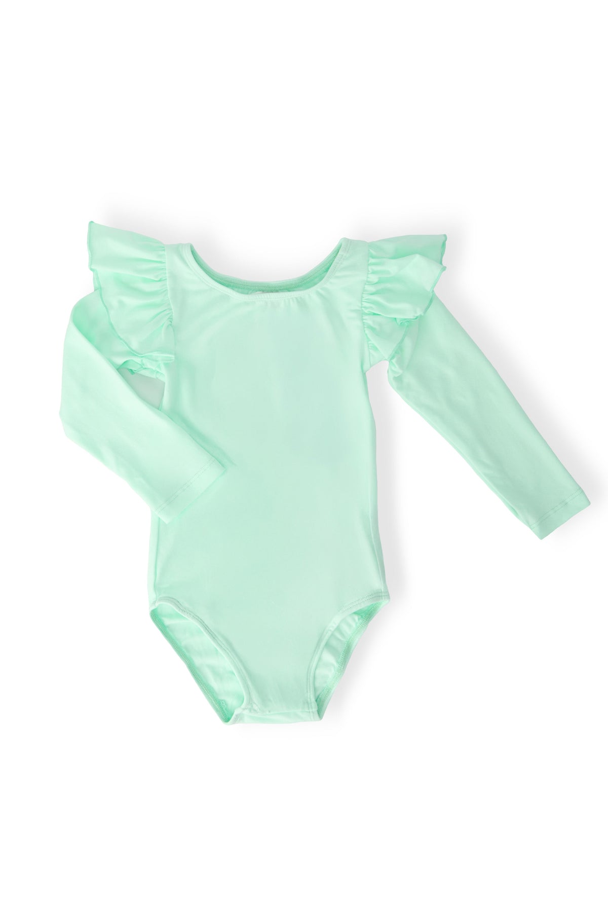 Pastel Green L/S Flutter Sleeve Leotard - Aaria Tees