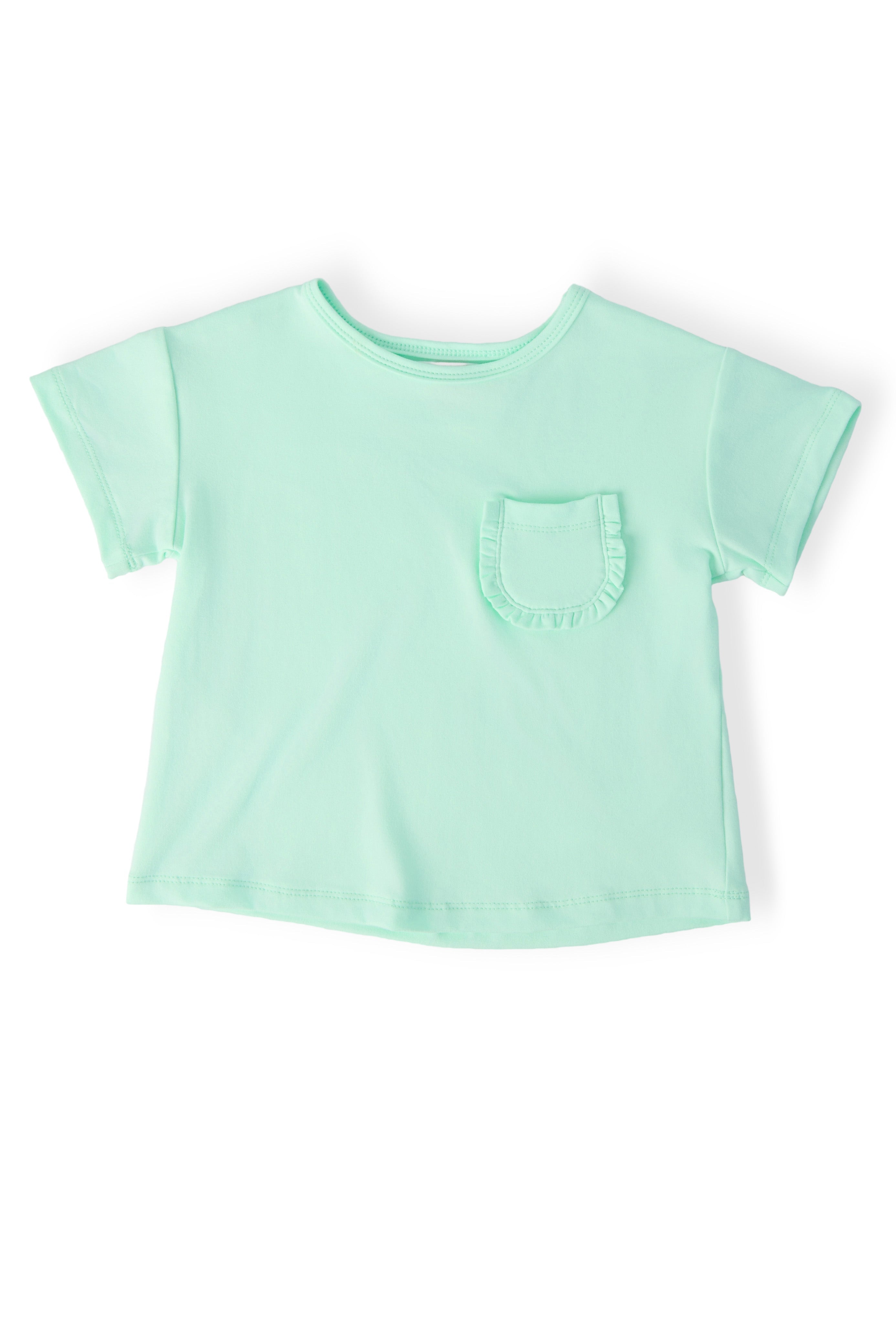 Pastel Green Ruffle Pocket Tee - Aaria Tees Aaria Tees